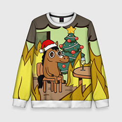 Свитшот детский Конь среди огня - this is fine, цвет: 3D-белый