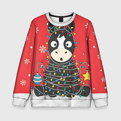 Детский свитшот Лошадка в новогодних огоньках