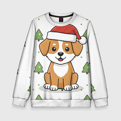 Детский свитшот Новогодняя собачка в шапочке
