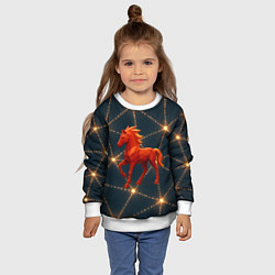 Свитшот детский Объемная геометрическая лошадка 2026, цвет: 3D-белый — фото 2