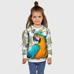 Свитшот детский Летний попугай, цвет: 3D-белый — фото 2