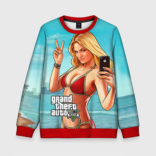 Детский свитшот GTA 5: Selfie Girl / 3D-Красный – фото 1