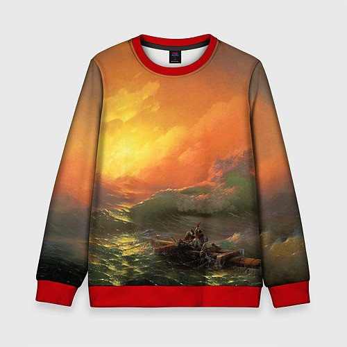 Детский свитшот Айвазовский - 9 Вал / 3D-Красный – фото 1
