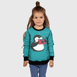 Свитшот детский Пингвин с фотоаппаратом, цвет: 3D-черный — фото 2