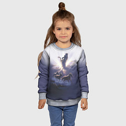 Свитшот детский Небесные лошади, цвет: 3D-меланж — фото 2
