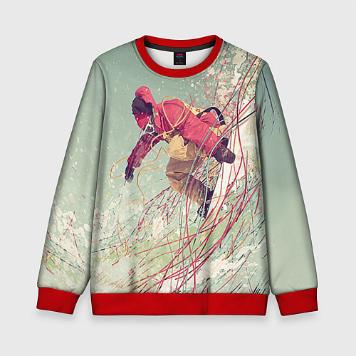 Детский свитшот Сноуборд / 3D-Красный – фото 1