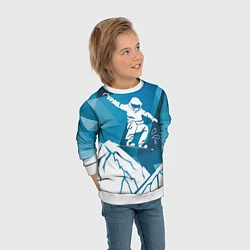 Свитшот детский Горы и сноубордист, цвет: 3D-белый — фото 2