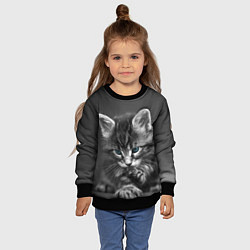 Свитшот детский Голубоглазый котенок, цвет: 3D-черный — фото 2