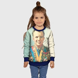 Свитшот детский Гагарин в орденах, цвет: 3D-синий — фото 2