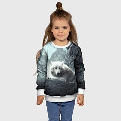 Свитшот детский Волк в горах, цвет: 3D-белый — фото 2