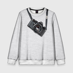Свитшот детский Фотоаппарат на груди, цвет: 3D-белый