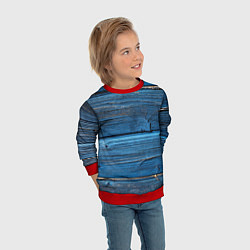 Свитшот детский Голубые доски, цвет: 3D-красный — фото 2