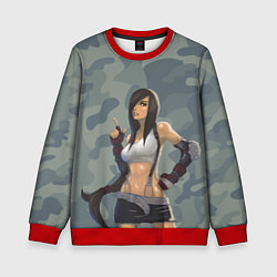 Свитшот детский Военная девушка Тифа Локхарт - Final Fantasy, цвет: 3D-красный