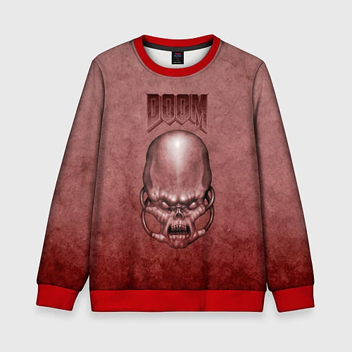Детский свитшот DOOM Skull / 3D-Красный – фото 1