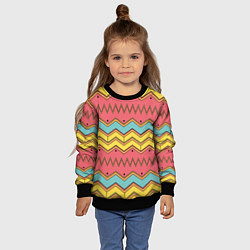 Свитшот детский Цветные зигзаги, цвет: 3D-черный — фото 2