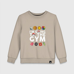 Свитшот хлопковый детский Pokemon Im going to the gym (white), цвет: миндальный