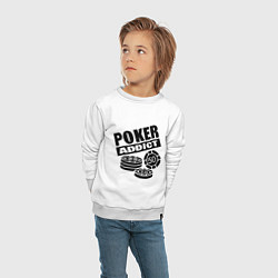 Свитшот хлопковый детский Poker addict, цвет: белый — фото 2