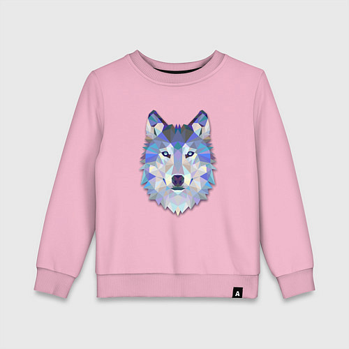 Детский свитшот Полигональный волк / Светло-розовый – фото 1