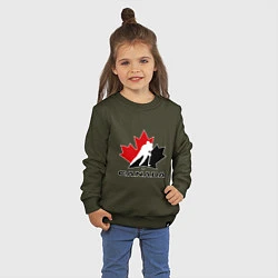 Свитшот хлопковый детский Canada, цвет: хаки — фото 2