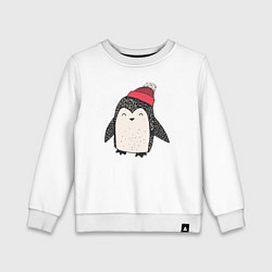 Свитшот хлопковый детский Зимний пингвин-мальчик, цвет: белый