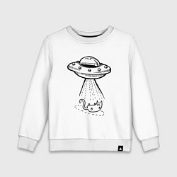 Свитшот хлопковый детский Ufo cat, цвет: белый