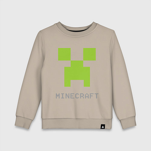 Детский свитшот Minecraft logo grey / Миндальный – фото 1