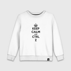 Свитшот хлопковый детский Keep Calm & Ctrl + Z, цвет: белый