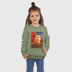 Свитшот хлопковый детский Сталин: полигоны, цвет: авокадо — фото 2