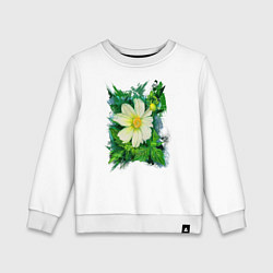 Свитшот хлопковый детский Цветущий георгин, цвет: белый