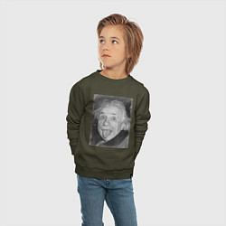 Свитшот хлопковый детский Энштейн дурачится, цвет: хаки — фото 2