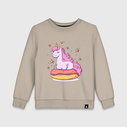 Свитшот хлопковый детский Единорог на пончике, цвет: миндальный