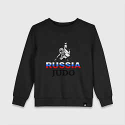 Свитшот хлопковый детский Russia judo, цвет: черный