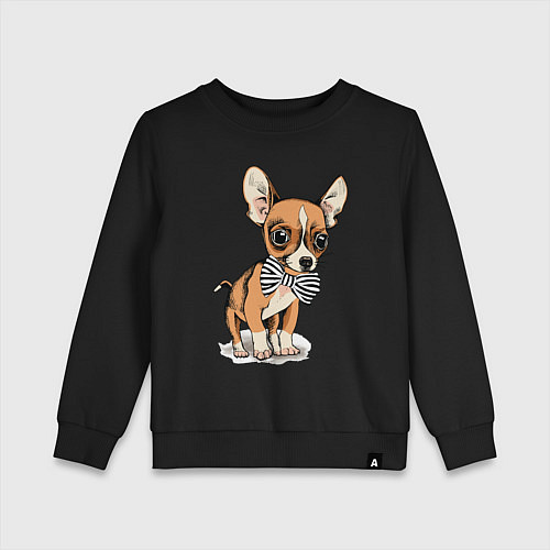 Детский свитшот Чихуахуа с бабочкой / Черный – фото 1