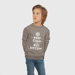 Свитшот хлопковый детский Keep Calm & Buy Bitcoin, цвет: утренний латте — фото 2