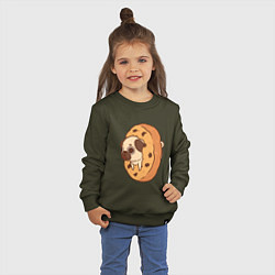 Свитшот хлопковый детский Мопс-печенька, цвет: хаки — фото 2