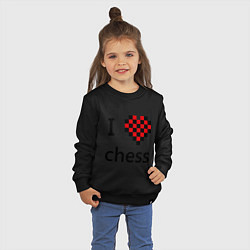 Свитшот хлопковый детский I love chess, цвет: черный — фото 2
