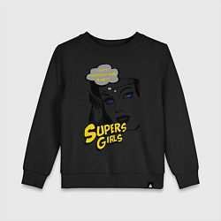 Свитшот хлопковый детский Supers Girls, цвет: черный