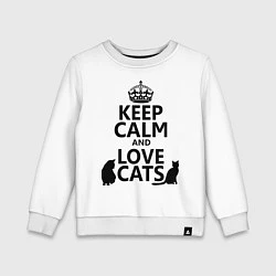 Свитшот хлопковый детский Keep Calm & Love Cats, цвет: белый