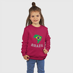 Свитшот хлопковый детский Brazil Country, цвет: маджента — фото 2