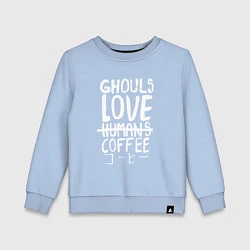 Свитшот хлопковый детский Ghouls Love Coffee, цвет: мягкое небо