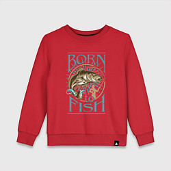 Свитшот хлопковый детский Born to Fish, цвет: красный