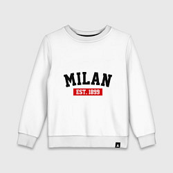 Свитшот хлопковый детский FC Milan Est. 1899, цвет: белый