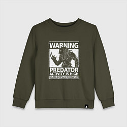 Свитшот хлопковый детский Predator Activity is High, цвет: хаки