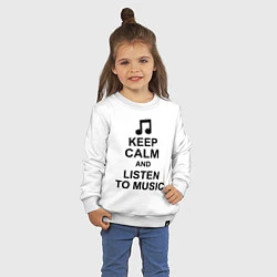 Свитшот хлопковый детский Keep Calm & Listen To Music, цвет: белый — фото 2