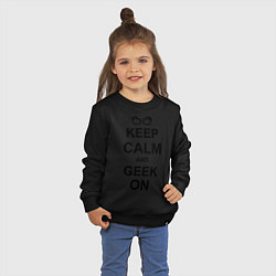 Свитшот хлопковый детский Кeep calm and geek on, цвет: черный — фото 2