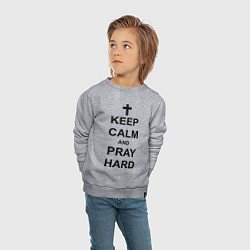 Свитшот хлопковый детский Keep Calm & Pray Hard, цвет: меланж — фото 2