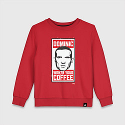 Свитшот хлопковый детский Dominic wants your coffee, цвет: красный