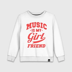 Свитшот хлопковый детский Music is my girlfriend, цвет: белый