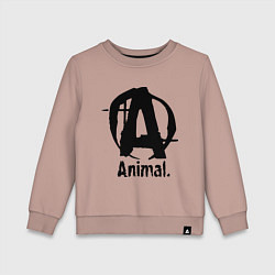 Свитшот хлопковый детский Animal Logo, цвет: пыльно-розовый