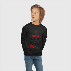 Свитшот хлопковый детский Keep Calm & Forza Milan, цвет: черный — фото 2